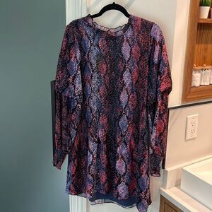 Parker Pink Purple and Black Snakeskin Dress XL